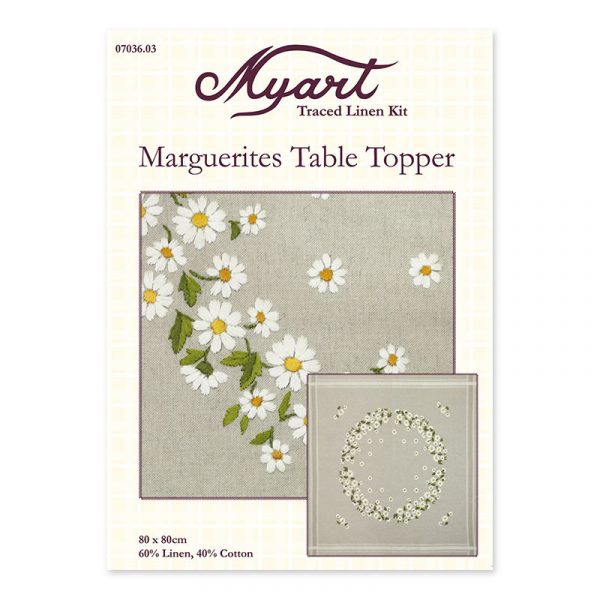 Marguerite's Table Topper Traced Linen Kit by Myart - 07036.03