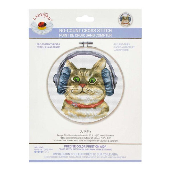 Butterfly DJ Kitty - No Count Cross Stitch Kit by Ladybird 240.058
