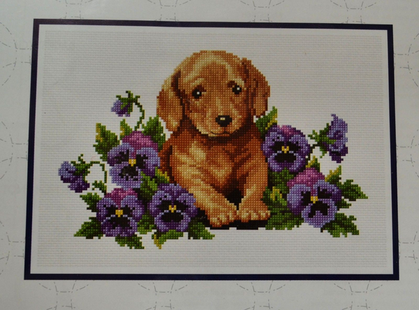 Puppy with Flowers Cross Stitch Kit by DMC 577118