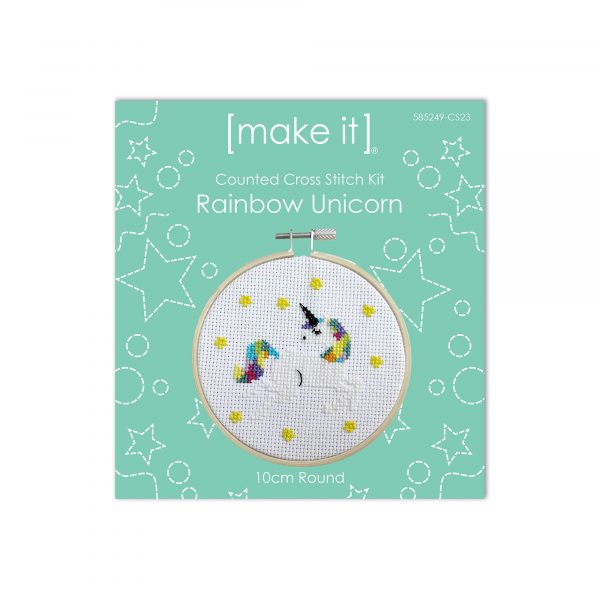 Rainbow Unicorn Round Cross Stitch Kit by Make It 585249-CS23