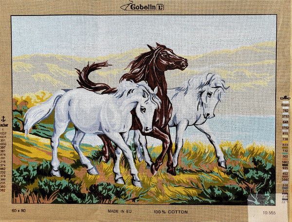 Horses Running Tapestry Canvas by Gobelin 10.555