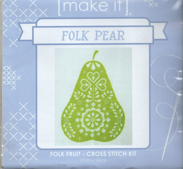 Folk Pear Cross Stitch Kit by Make It 581316
