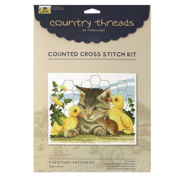Farmyard Frenemies Counted Cross Stitch Kit FJ.1096 by Country Threads