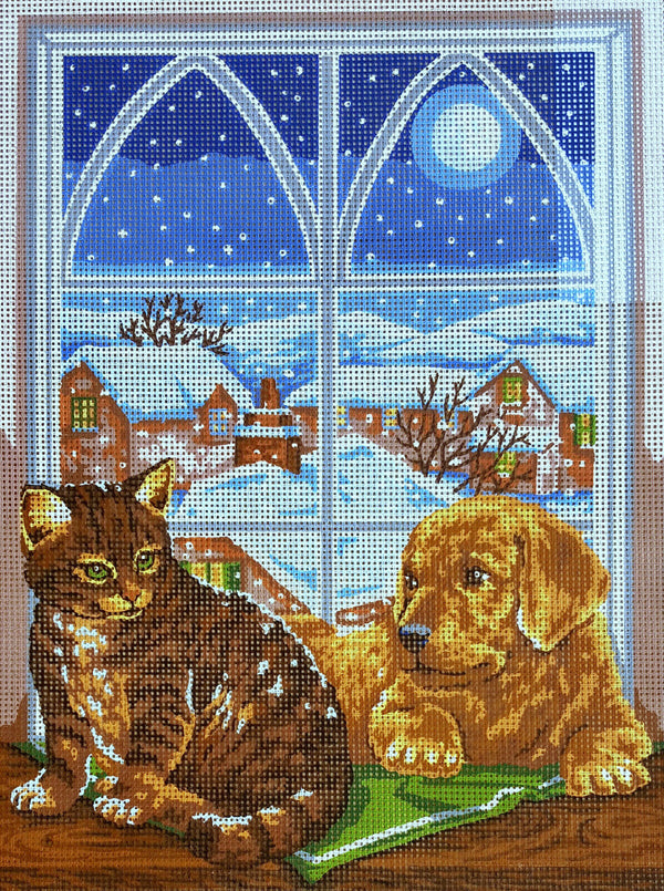 Cat and Dog - Tapestry Canvas by Collection D'Art 10310