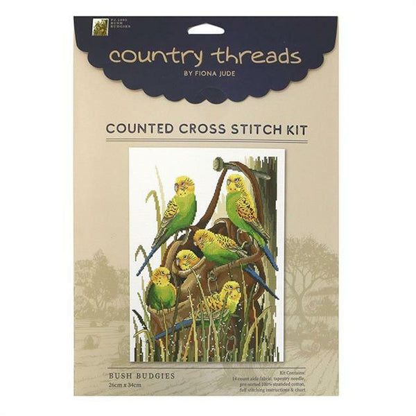 Bush Budgies Counted Cross Stitch Kit FJ.1095 by Country Threads