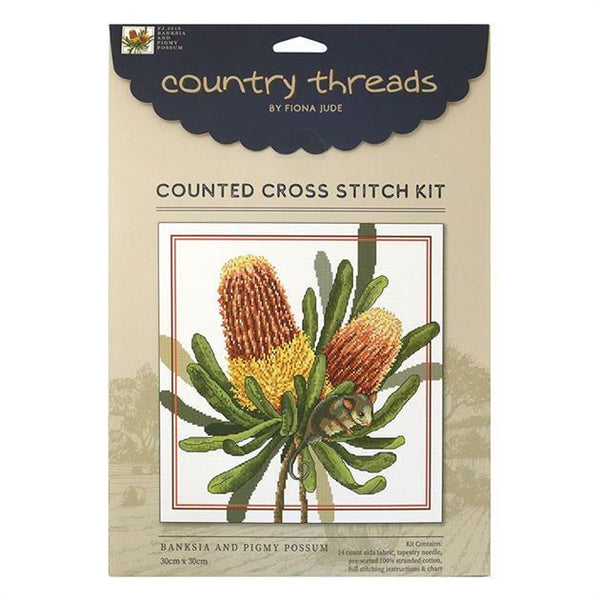 Banksia and Pigmy Possum Counted Cross Stitch Kit FJ.2018 by Country Threads