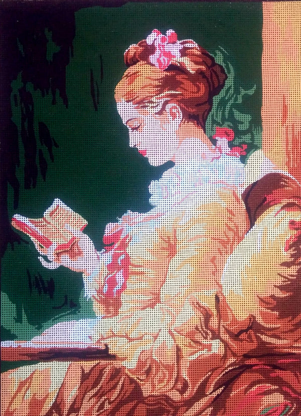 Young Girl Reading D 477 - Tapestry Canvas by Diamant