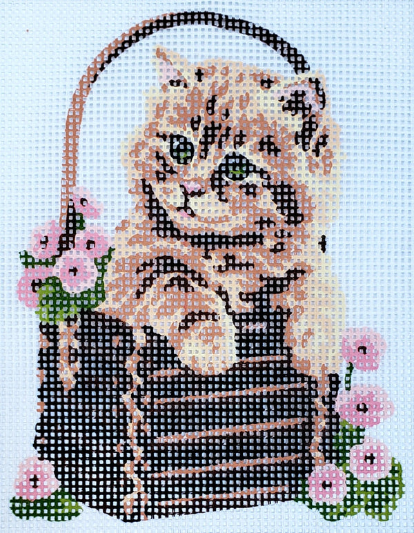 Cat in Basket Tapestry Canvas by Gobelin L 43.202