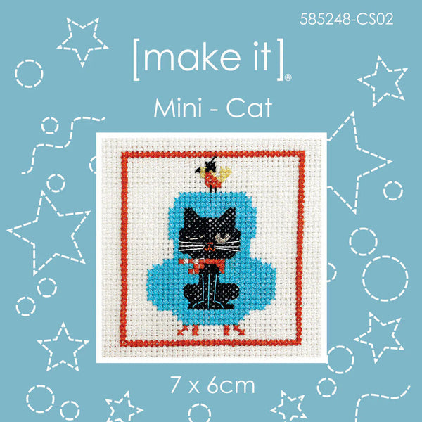 Cat Mini Cross Stitch Kit by Make It 585248-CS02