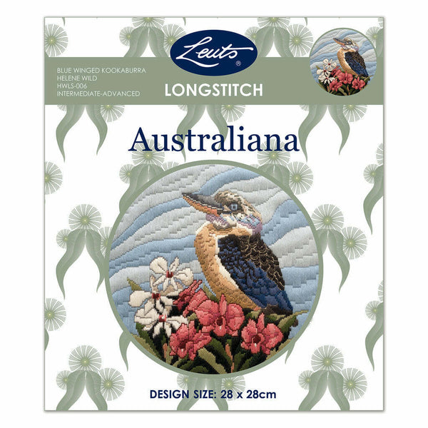 Blue Winded Kookaburra Australiana HWLS-006 Long Stitch Kit by Leuts