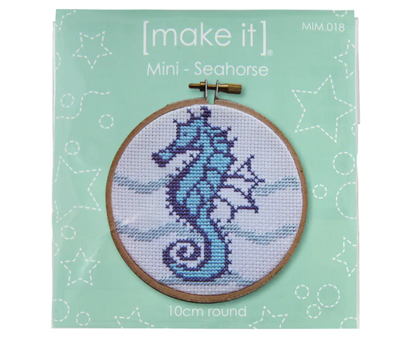 Mini Seahorse Round Cross Stitch Kit by Make It MIM.018