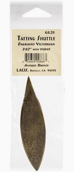 Tatting Shuttle Engraved Victorian Antique Bronze GL21 by Lacis