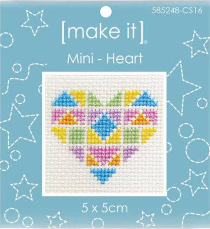 Heart Mini Cross Stitch Kit by Make It 585248-CS16