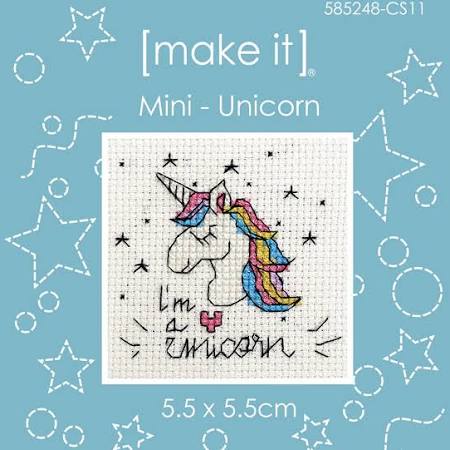 Unicorn Mini Cross Stitch Kit by Make It 585248-CS11