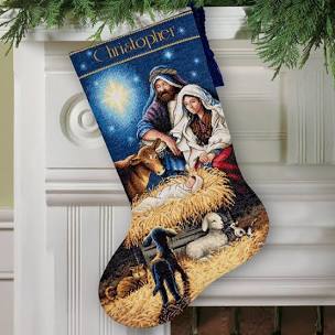 Holy Night Stocking Cross Stitch Kit 70-08838 Gold Collection by Dimensions