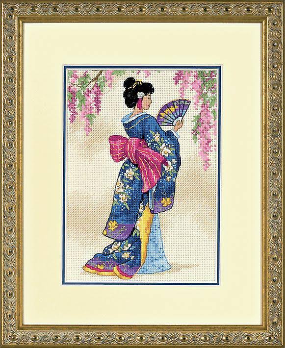 Elegant Geisha Petites Cross Stitch Kit 6953 Gold Collection by Dimensions