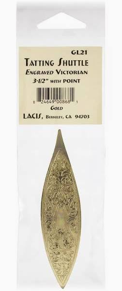 Tatting Shuttle Engraved Victorian Gold GL21 by Lacis