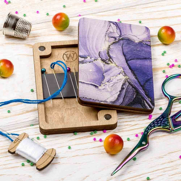 Purple Brush Strokes Magnetic Needle Case FLZB(N)-116 by Wonderland Crafts