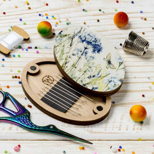 Blue Fields Oval Magnetic Needle Case FLZB(N)-166 by Wonderland Crafts
