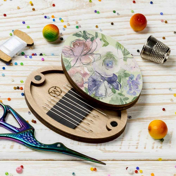 Soft Floral Oval Magnetic Needle Case FLZB(N)-168 by Wonderland Crafts