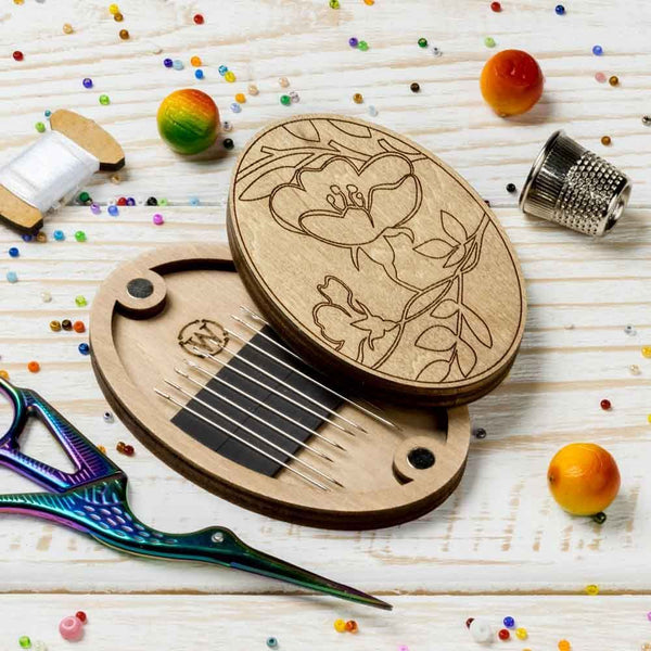 Floral Oval Magnetic Needle Case FLZB(N)-178 by Wonderland Crafts