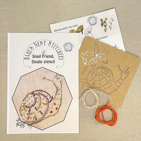 Snail Friend - Single Stencil Kit by Hare's Nest Stitchery