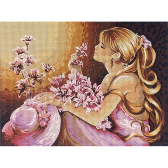 Girl with Hat D 566 - Tapestry Canvas by Diamant