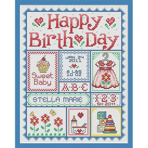 Happy Birth Day for Girls! Cross Stitch Pattern by Sue Hillis Designs L438