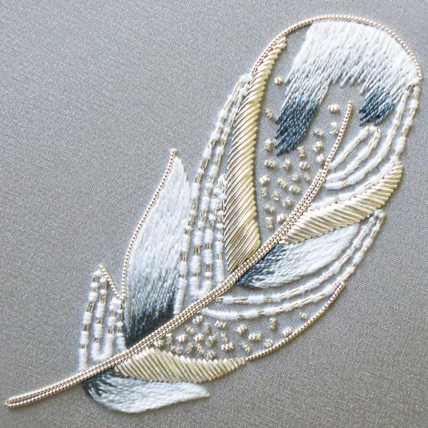 Metalwork Swan Feather Hand Embroidery Kit - The Bluebird Embroidery Co.