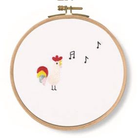 Sing! Chicken Printed Embroidery Kit by DMC TB122