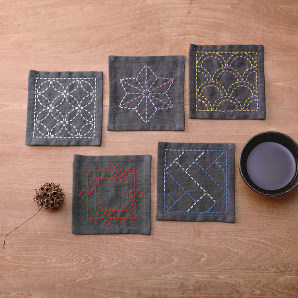 Sashiko Coaster Collection Purple Sashiko Kit by Olympus TC-4