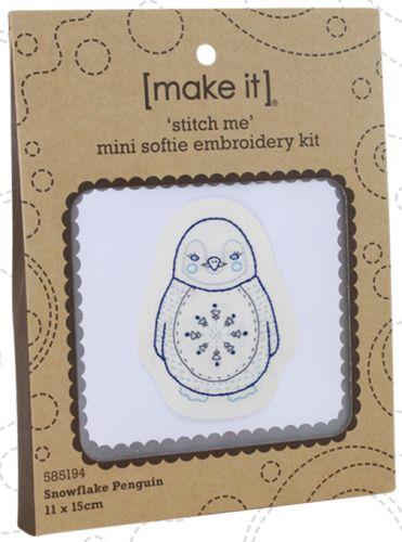 Penguin Mini Softie Embroidery Kit by Make It 585194