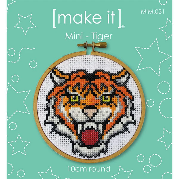 Mini Tiger Round Cross Stitch Kit by Make It MIM.031