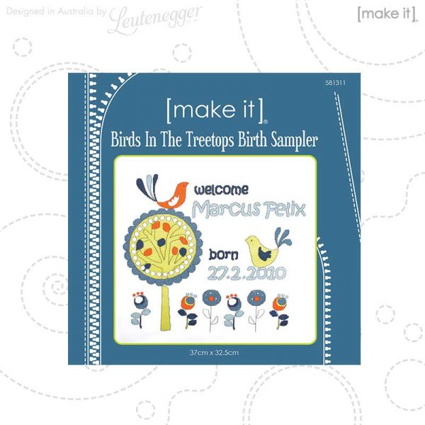 Birds in the Treetops Birth Sampler Cross Stitch Kit by Make It 581311