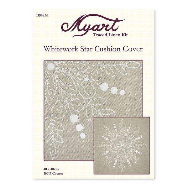 Whitework Star Cushion Cover Traced Linen Kit 11976.10 by Myart