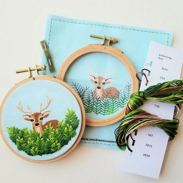 Wildflower Fawn Embroidery Kit by Jessica Long