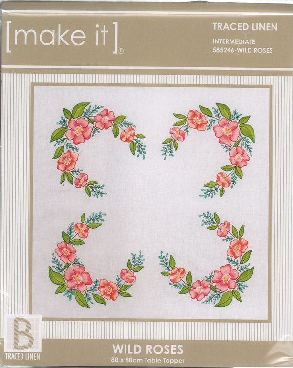 Wild Roses Table Topper - Traced Linen 585246 by Make-It