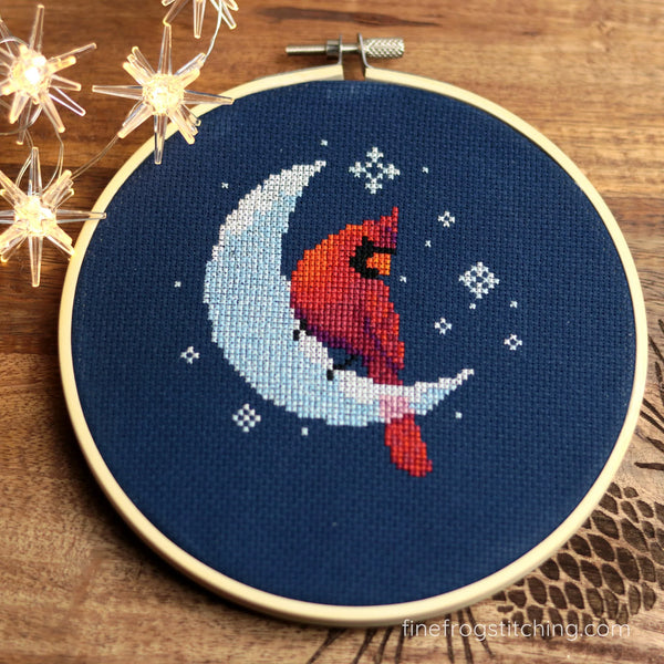 Ice Moon Cardinal by Fine Frog Stitching