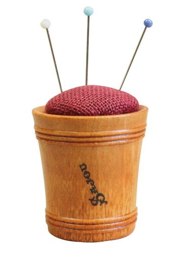 Sajou Wooden Pin Cushion - Dark Red Linen